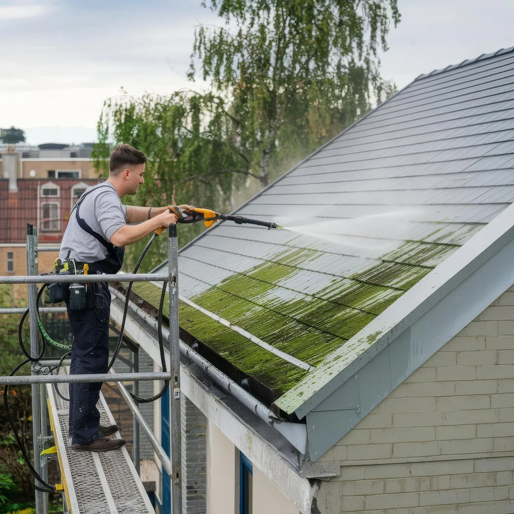 Maison avec toiture r&eacute;nov&eacute;e
